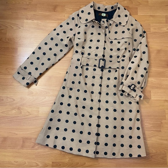 Eva Franco Jackets & Blazers - Eva Franco Women’s Tan & Black Dot Long Coat Size 4